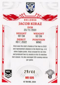 2023 NRL Traders Elite - Mojo Ruby #MR026 Jacob Kiraz Back